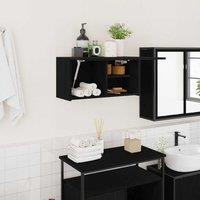 Berkfield Home Bathroom Wall Cabinet Black 60x25x30 cm Engineered Wood | Size: 60 x 25 x 30 cm