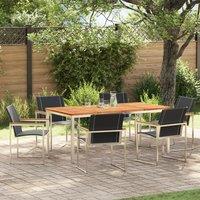Berkfield Home 7 Piece Garden Dining Set Solid Wood Acacia in Black