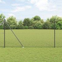Berkfield Home Welded Wire Fence with 13 Spike Posts Grey 1.6x25 m Steel