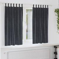 Berkfield Home Blackout Curtains with Hanging Loops 2 pcs Dark Grey Velvet