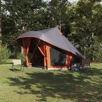 Berkfield Home Family Tent Tipi in Grey & Orange for 10 People - Waterproof