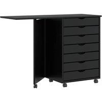 Berkfield Home Rolling Cabinet with Desk MOSS Black Solid Wood Pine