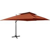 Berkfield Home Cantilever Garden Parasol with Double Top Terracotta 400x300 cm in Brown