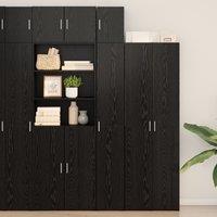 Berkfield Home Slim Storage Cabinet Black Oak 30x42.5x225 cm Engineered Wood