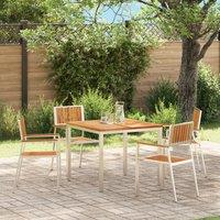 Berkfield Home Stackable Garden Chairs 4 pcs Solid Wood Teak&Stainless Steel in Silver