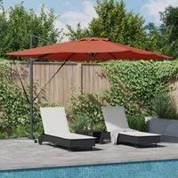 Berkfield Home Roma Cantilever Parasol with LEDs in Terracotta - 286 x 285 x 270 cm, Aluminium in Red | Size: 286 x 285 x 270 cm