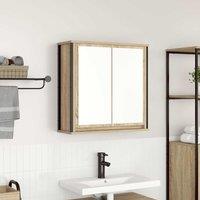 Berkfield Home Bathroom Wall Cabinet with Mirror Sonoma Oak 60x21x60 cm in Brown | Size: 60 x 21 x 60 cm