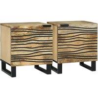 Berkfield Home Bedside Cabinets - 2 pcs, 40x33.5x46 cm, Solid Mango Wood in Beige | Size: 40x33.5x46 cm