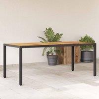 Berkfield Home Garden Table with Acacia Wood Top Black 190x90x75 cm Poly Rattan | Size: 190 x 90 x 75 cm