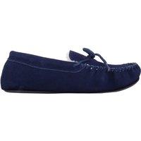 SNUGRUGS Men's Monty, Suede Wool Moccasins with Rubber Sole in Navy | Size: 16