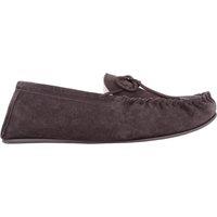 SNUGRUGS Men's Monty, Suede Wool Moccasins with Rubber Sole in Dark Brown | Size: 12