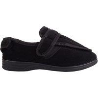 ABSOLUTE FOOTWEAR Men's Slip On Touch & Close Strap Winter Slipper Shoe with Wide Opening in Black | Size: 7