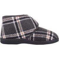 ABSOLUTE FOOTWEAR Men's Slip On Checked Slipper Boot Bootee with Touch & Close Fastening in Grey | Size: 9