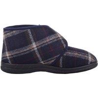 ABSOLUTE FOOTWEAR Men's Slip On Checked Slipper Boot Bootee with Touch & Close Fastening in Navy | Size: 9