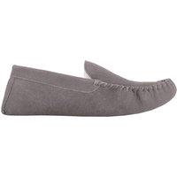 SNUGRUGS Men's Ronnie, Suede Wool Moccasin Slippers with Suede Sole in Grey | Size: 12