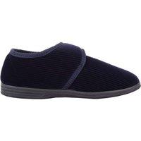 ABSOLUTE FOOTWEAR Men's Slip On Soft Velour Style Corded Effect Slippers with Ripper Fastening in Navy | Size: 9