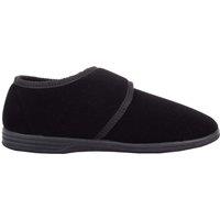 ABSOLUTE FOOTWEAR Men's Slip On Soft Velour Style Corded Effect Slippers with Ripper Fastening in Black | Size: 10