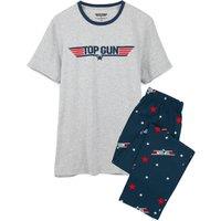 TOP GUN Men's Short Sleeve Long Leg Pyjama Set | Navy/Grey in Black | Size: 2XL