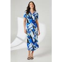Principles Women's Abstract Print Wrap Jersey Midi Dress in Blue | Size: 10