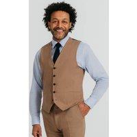 Dobell Men's Brown Linen Twill Waistcoat | Size: Small
