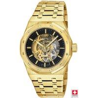 Gevril Men's Gotham, Swiss Automatic Watch, Black Dial, 316L Stainless Steel, Sapphire Crystal, & Skeleton Dial in Gold