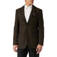 XPOSED Men's DANE Tweed Blazer - Stylish Slim Fit Jacket in Brown | Size: 46