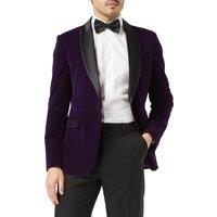 XPOSED Men's Elegant Velvet Tuxedo Jacket - Perfect Formal Events in Purple | Size: 36