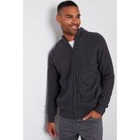 Threadbare Men's 'Westleigh' Zip Up Cardigan with Microfleece Lining in Charcoal | Size: Medium