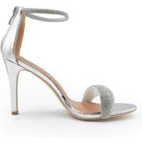 Where's That From Women's 'Julia' High Heel Sandals With Diamante Ankle Strap in Silver | Size: 6