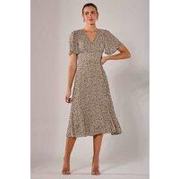 Jolie Moi Women's Chiffon Pleated Wrap Midaxi Dress in Cream | Size: 8