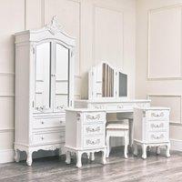 Melody Maison Antique White Closet, Dressing Table Set & Pair Of Bedside Tables - Pays Blanc Range