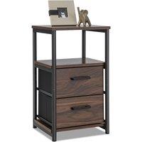 Costway Industrial Nightstand Bedside End Table with 2 Fabric Drawers Storage Shelf