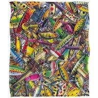 JQ Licensing Fishing Lures Silky Touch Super Soft Throw Blanket 152 X 127 cm in White