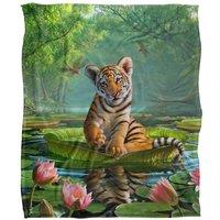 JQ Licensing Jlo Baby Tiger & Lilies Silky Touch Super Soft Throw Blanket 152 X 127 cm in White