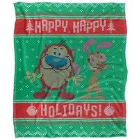 Ren & Stimpy Ren & Stimpy Swearter Silky Touch Super Soft Throw Blanket 152 X 127 cm in White