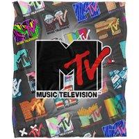 MTV Logos Bkt Silky Touch Super Soft Throw Blanket 152 X 127 cm in White