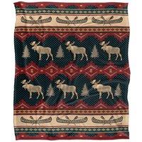 JQ Licensing Jl-Jp Moose & Canoe Pattern Silky Touch Super Soft Throw Blanket 152 X 127 cm in White