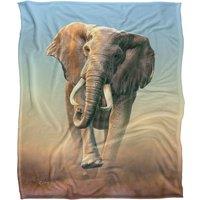 JQ Licensing Royce Mcclure Charging Elephant Silky Touch Super Soft Throw Blanket 152 X 127 cm in White