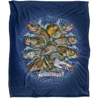 JQ Licensing American Sportfishing Freshwater Silky Touch Super Soft Throw Blanket 152 X 127 cm in White