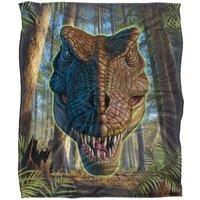 JQ Licensing Jlo T-Rex Dinosaur Head Silky Touch Super Soft Throw Blanket 152 X 127 cm in White