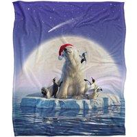 JQ Licensing Jlo Christmas Polar Bear & Penguins Silky Touch Super Soft Throw Blanket 152 X 127 cm in White