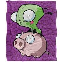 Nickelodeon Invader Zim Pig Riding Silky Touch Super Soft Throw Blanket 152 X 127 cm in White