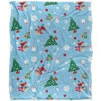 Sesame Street Holiday Footprints In The Snow Pattern Silky Touch Super Soft Throw Blanket 152 X 127 cm in White