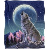 JQ Licensing Jlo Howling Wolf Moon Silky Touch Super Soft Throw Blanket 152 X 127 cm in White