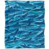 JQ Licensing Royce Mcclure Dolphin Race Pattern Silky Touch Super Soft Throw Blanket 152 X 127 cm in White