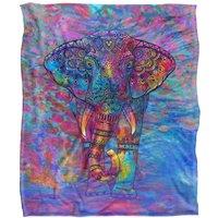 JQ Licensing Royce Mcclure Bohemian Elephant Silky Touch Super Soft Throw Blanket 152 X 127 cm in White