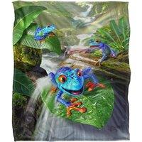 JQ Licensing Jlo Jungle Frogs Silky Touch Super Soft Throw Blanket 152 X 127 cm in White