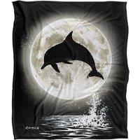 JQ Licensing Royce Mcclure Dolphin Moon Silhouette Silky Touch Super Soft Throw Blanket 152 X 127 cm in White