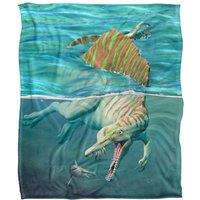JQ Licensing Royce Mcclure Spinosaurus Dinosaur & Shark Silky Touch Super Soft Throw Blanket 152 X 127 cm in White