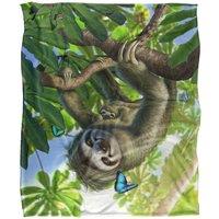 JQ Licensing Jlo Sloth Family Butterlies Silky Touch Super Soft Throw Blanket 152 X 127 cm in White